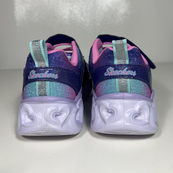 Skechers Youth Shoes Heart Lights Rainbow Lux Light Up Sneaker Purple Sz 13 - Picture 4 of 15